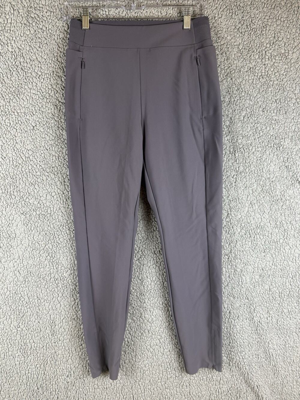 Athleta Stellar Tight Pant Gray Legging Slit Zipper Pocket Travel Women Small 6